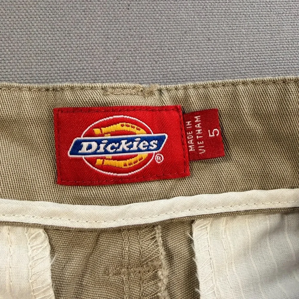Dickies Girl's Bootcut Mid Rise Pant Flat Front Beige Khaki Tan Pants Size 5